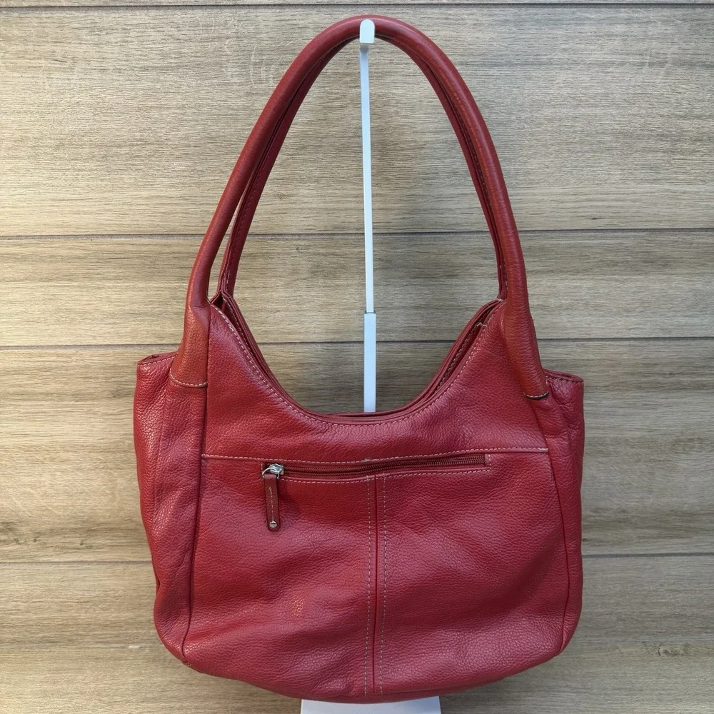 Vintage Tignanello Bright Cherry Red Pebbled Leather Shoulder Bag Purse Hobo